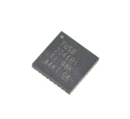 TUSB2046BIRHBR 4ポートUSB 2.0ハブコントローラ、12Mbps/1.5Mbps対応、トランシーバ内蔵、3.3V動作、低EMI、省電力モード、および工業用温度範囲（-40℃～85℃）