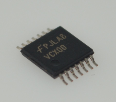 74VCX00MTCX 2.3-3.6V クワッド 2入力 NANDゲート、3.6Vトレラント入力/出力、100mAバランス出力ドライブ、超低<2.5ns遅延、小型TSSOP-14パッケージ