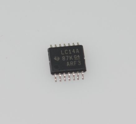 SN74LVC14APWR 6チャネルシュミットトリガインバータ、1.65～5.5Vの広いVCC、最大10nsのtp、0.5μAの低ICC、±24mAの出力ドライブ、HBM ESD保護、TSSOP-14パッケージ、-40°C～+125°C定格