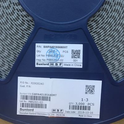 SWPA4018S680MT 68μH パワーインデューサー 20% 許容量 4018 サイズ 1.24A 座電流 1.15A テンプ電流上昇 遮断式 施工 -40°C から 125°C 範囲 RoHS 準拠テープ and リール 梱包