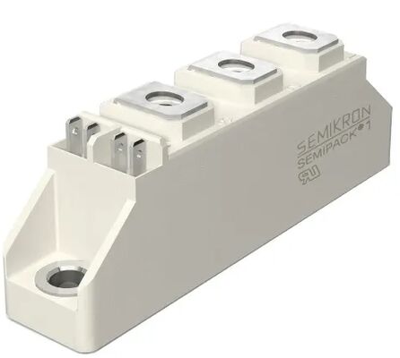 SKKT107B16E 1600V 107A デュアルサイリスタモジュール 低VF 1.35V 2.4kA サージ AlNセラミックベース プレスコントクト SEMIPACK1 ソフトスタータおよびドライブ用絶縁 UL認証