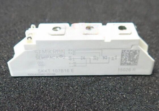 SKKT107B16E 1600V 107A デュアルサイリスタモジュール 低VF 1.35V 2.4kA サージ AlNセラミックベース プレスコントクト SEMIPACK1 ソフトスタータおよびドライブ用絶縁 UL認証