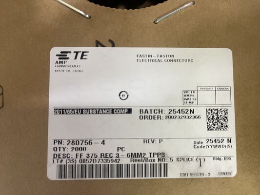 280756-4 4ポジション 2.5mmピッチ ワイヤー対ボード レセプタクル クリンプハウジング フリクションロック パネルマウント UL 94V-0 極性 4.5A 定格 電源分配および産業用制御用