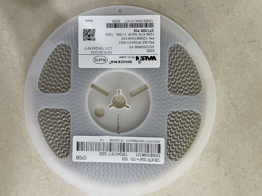 1206B104K101CT MLCC 1206ケース X7Rダイレクトリック 0.1μF ±10% 100V 定位低ESR 幅 -55°Cから+125°C 範囲 解離と電源フィルタリングに最適